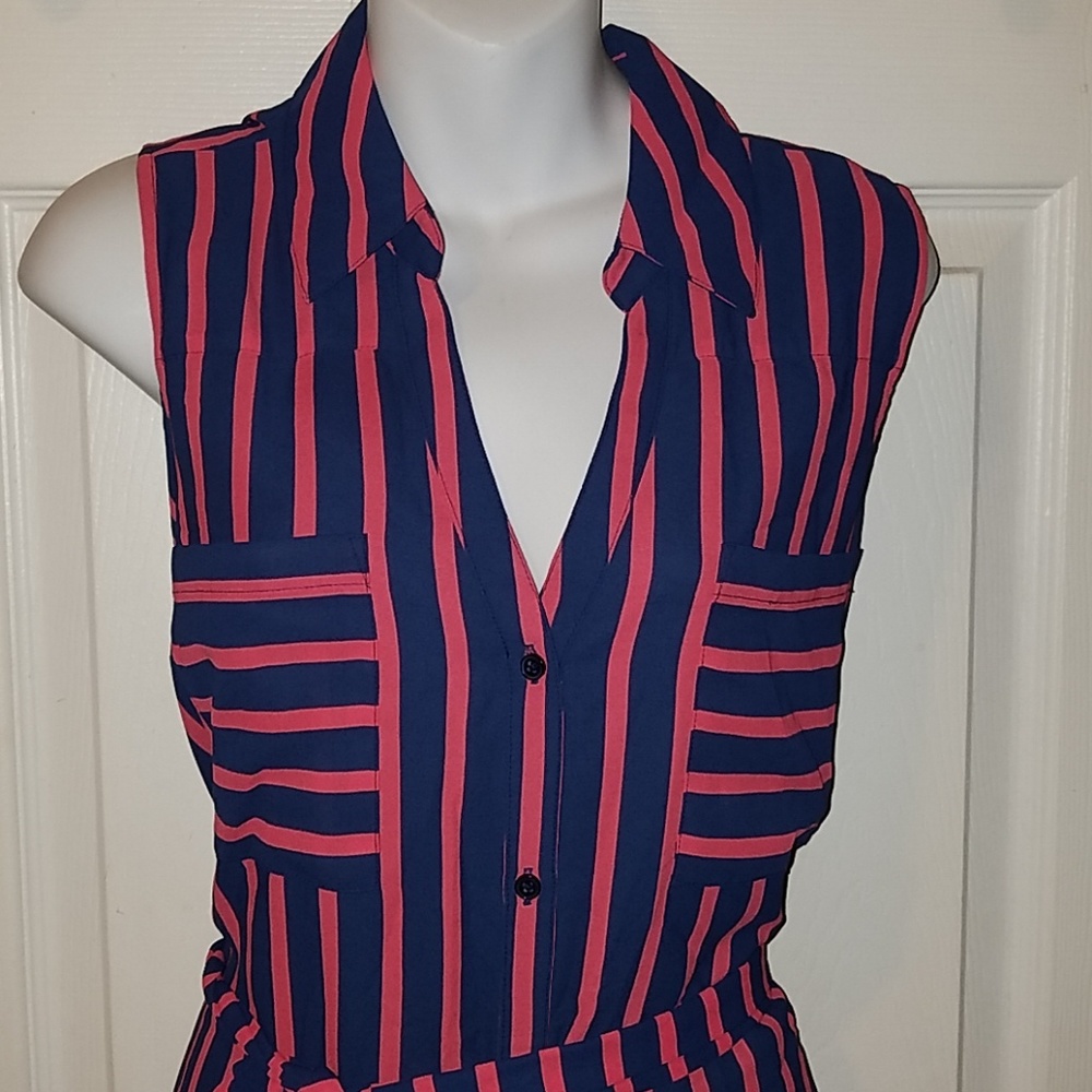Express orange and blue stripe sleeveless dress
